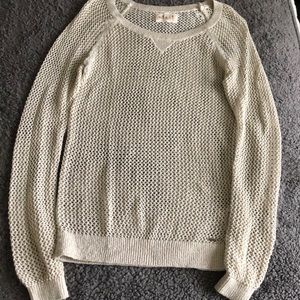 Hollister Cream/Gold Sparkle Crochet Sweater